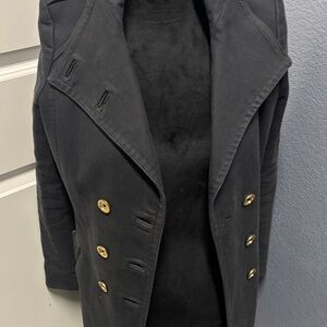 Juicy Couture Elegant Black Pea Coat with Gold Accents
